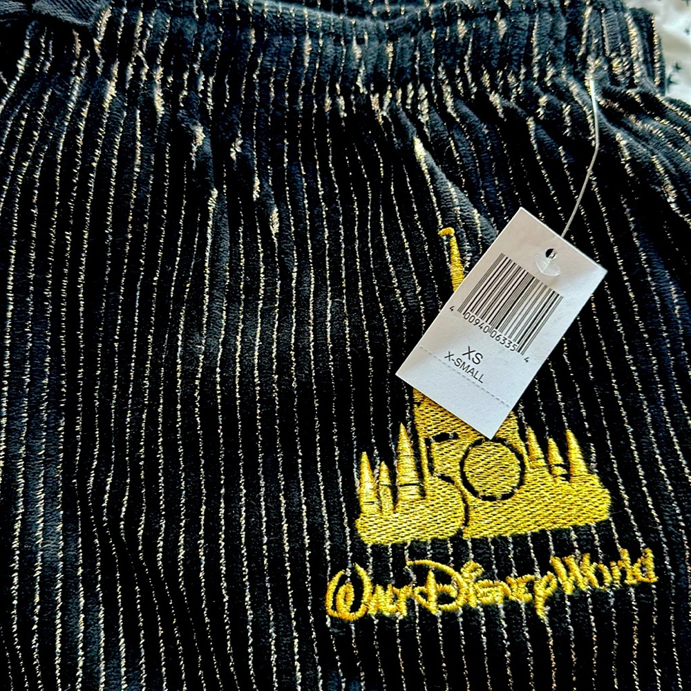 Disney Parks WDW Luxe 50th Anniversary Black Gold Joggers Size XS